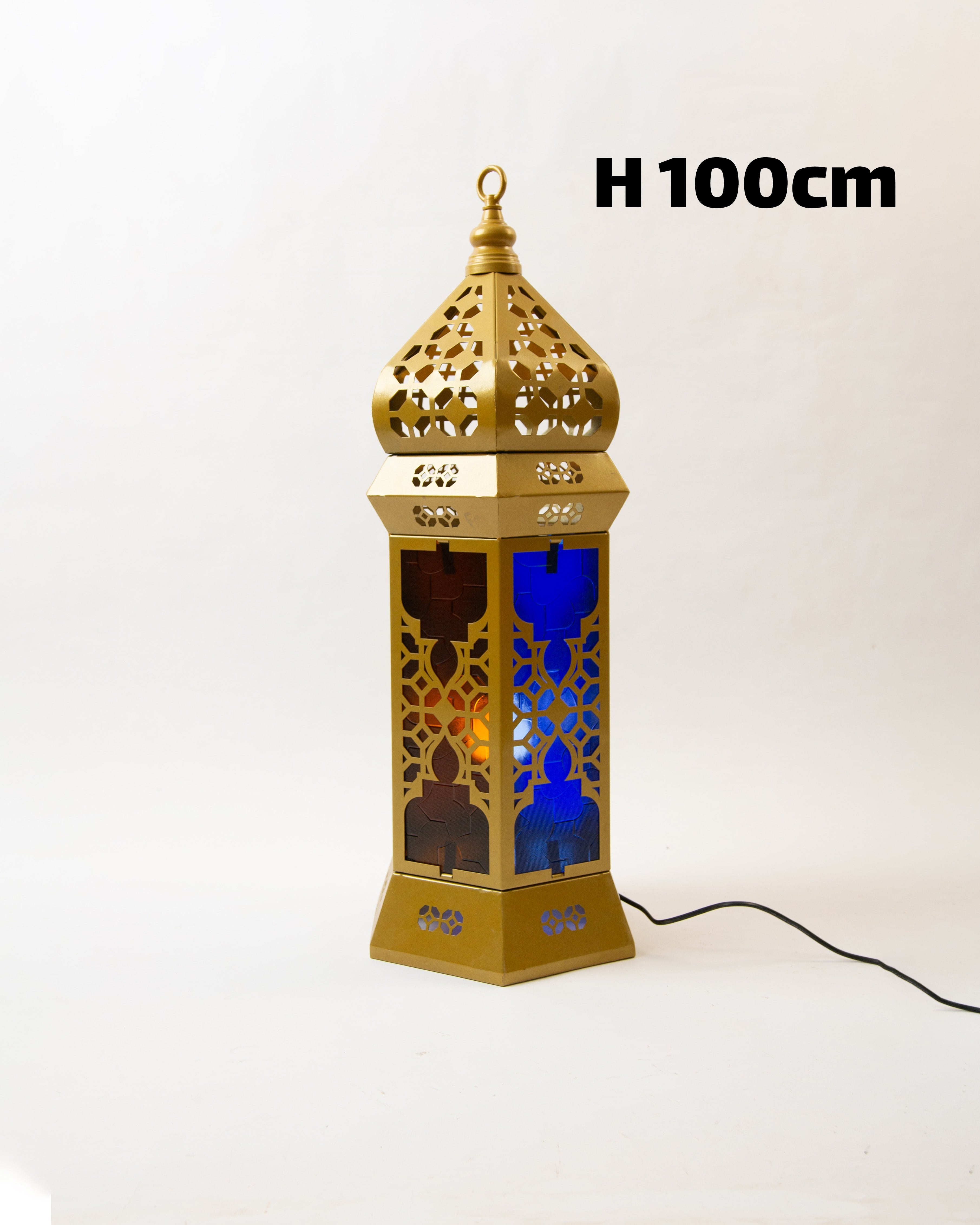 Ramadan Lantern, 4 Lights, Metal, 100×30cm - Gold